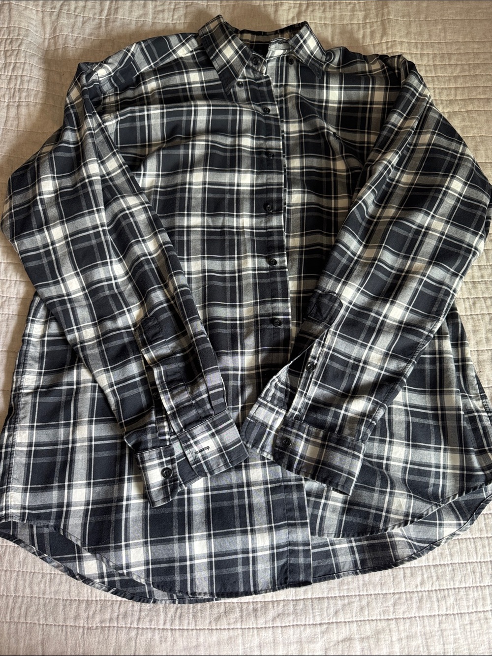 Ralph Lauren Blake Black & White Plaid Button-Up Shirt 100% Cotton